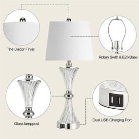 img 1 attached to 💡 Modern Touch Control Table Lamp Set of 2 with USB Charging Ports – White Drum Shade, Dimmable for Bedrooms and Nightstands (Bulbs Included)