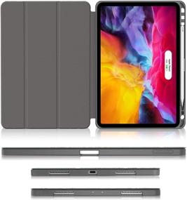 img 2 attached to Soke New iPad Pro 11 Case 2020 &amp; 2018 - Full Body Protection + Pencil Holder + Auto Wake/Sleep | TPU Back Cover for 2020 iPad Pro 11 inch (Apricot Blossom)