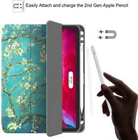 img 1 attached to Soke New iPad Pro 11 Case 2020 &amp; 2018 - Full Body Protection + Pencil Holder + Auto Wake/Sleep | TPU Back Cover for 2020 iPad Pro 11 inch (Apricot Blossom)