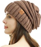 🧣 womens winter beanie hat – cozy cable knit, stretchy, trendy ribbed chunky cap logo