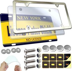 img 4 attached to ZXFOOG License Plate Frame Cover Kit- Clear Flat Plate Cover &Amp