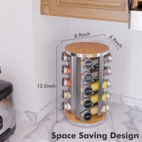 img 1 attached to Optimized Spice Rack Set with 20 Jars, Kitchen Spice Tower Organizer for Countertop or Cabinet - Carousel Storage Includes 396 Spice Labels.