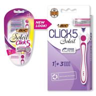 🪒 bic soleil click 5 women's 5-blade disposable razor set - 1 handle with 3 cartridges logo