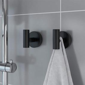 img 2 attached to 🧷 Bathroom Towel Hooks, Coat/Robe Clothes Hooks in Brushed Nickel SUS 304 Stainless Steel - Heavy Duty Wall Hook for Bedroom, Kitchen, Restroom, Bathroom - Wall Mounted (Black, Pack of 4)