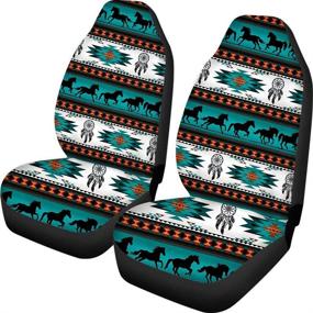 img 3 attached to UNICEU Southwestern Aztec Tribal Horses Car Seat Covers Front Seats Only 2 PCS