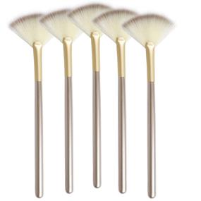 img 4 attached to 💆 Slim Soft Facial Fan Brush – Versatile Makeup & Cosmetic Tool for Glycolic Peel Masques, Chemical Peel Application – Pack of 5