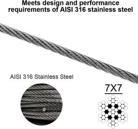 img 2 attached to 🔗 Premium T316 Stainless Steel Aircraft Wire Rope- 220 Feet, 1780 lb Breaking Strength- Ideal for Cable Railing, Stair Railing, DIY Balustrade- Marine Grade, Complete with Cutter and Deck Railing Wire