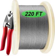 🔗 premium t316 stainless steel aircraft wire rope- 220 feet, 1780 lb breaking strength- ideal for cable railing, stair railing, diy balustrade- marine grade, complete with cutter and deck railing wire logo