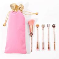 🌸 unique 5pcs demon slayer makeup brushes set: kamado tanjirou anime metal cosmetic brush collection for eyeshadow, concealer, foundation, and blusher - coshine logo