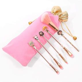 img 1 attached to 🌸 Unique 5pcs Demon Slayer Makeup Brushes Set: Kamado Tanjirou Anime Metal Cosmetic Brush Collection for Eyeshadow, Concealer, Foundation, and Blusher - Coshine