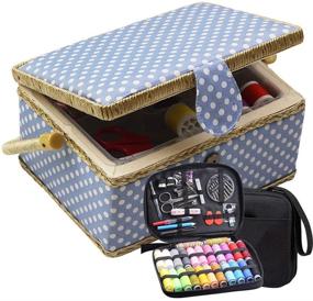 img 4 attached to 🧵 Organize and Store with the D&D Sewing Basket and Kit: Blue, Large Storage Solution for Sewing Supplies and Tools
