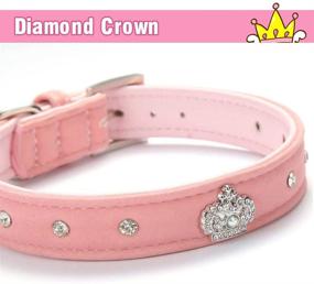 img 2 attached to Stylish Pink XS Rhinestone Diamond Dog Collar for Girl Puppies & Small Pets - BINGPET