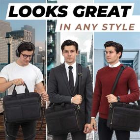 img 2 attached to 👜 Luxorro Leather Briefcases for Men: Slim & Spacious Laptop Bag, Hand Stitched with Soft, Full Grain Leather - Perfect for 14-inch Laptops, Black