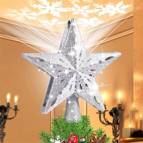 img 4 attached to 🎄 BgsparAvDi Christmas Tree Topper with LED Rotating Snowflake Projector Lights - Xmas Star Ornament for Indoor & Outdoor Christmas Tree Decorations