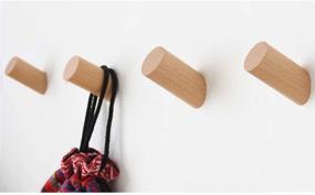 img 4 attached to 🐝 Beech Wood Wall Hooks: 4 Pack Coat Hooks Wall Mounted for Robes, Hats, and Towels – Heavy Duty Rustic Wooden Hooks