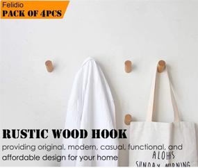 img 3 attached to 🐝 Beech Wood Wall Hooks: 4 Pack Coat Hooks Wall Mounted for Robes, Hats, and Towels – Heavy Duty Rustic Wooden Hooks