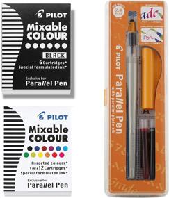 img 4 attached to 🖋️ Pilot Parallel Pen 2-Color Calligraphy Set: Black & Assorted Colors, 2.4 mm Nib