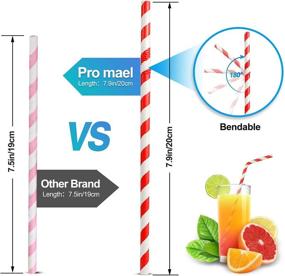 img 2 attached to 🌱 200 Pack Biodegradable Paper Drinking Straws - Eco-Friendly Bulk Straws for Juices, Shakes, Smoothies - Perfect for Birthdays, Weddings, and Parties - Flexible Stripe Straws (Assorted Colors)