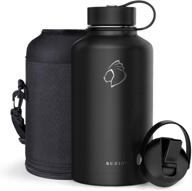 🍶 buzio 32oz, 40oz, 64oz, 87oz insulated water bottle with straw lid and flex cap - modern double vacuum stainless steel water flask, long-lasting cold (48 hrs) & hot (24 hrs) thermo canteen mug, bpa-free logo