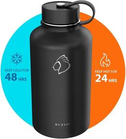 img 1 attached to 🍶 BUZIO 32oz, 40oz, 64oz, 87oz Insulated Water Bottle with Straw Lid and Flex Cap - Modern Double Vacuum Stainless Steel Water Flask, Long-lasting Cold (48 Hrs) & Hot (24 Hrs) Thermo Canteen Mug, BPA-Free