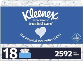 img 4 attached to 🧻 Бумажные салфетки для лица Kleenex Expressions Trusted Care - 18 плоских коробок, по 144 салфетки в коробке (2592 салфеток в общей сложности)