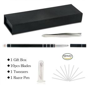 img 1 attached to MagiForet Hair Tattoo Pen Kit: Hair Engraving Shaver for Stylish Hair Designs – Includes 10 Blades and Tweezers – Perfect for Men, Women, and Teens (Black)