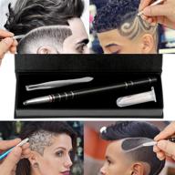 набор ручки для татуирования волос magiforet hair tattoo pen kit: гравировальная машинка для стильных причесок - включает 10 лезвий и пинцет - идеально подходит для мужчин, женщин и подростков (черный) логотип