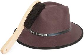 img 3 attached to 🎩 Premium Black Atzi Hats Fedora Hat Brush - 100% Horse Hair Wood Duster for Lint Removal and Maintenance of Felt Hats