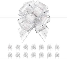 img 4 attached to PACKQUEEN Set of 15 Large Silver Pull Bows for Presents, 6 inches, Gift Bows Bulk for Baskets