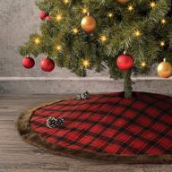 ivenf christmas tree skirt: 48 inches large plaid with faux fur edge - rustic holiday decorations for xmas tree логотип