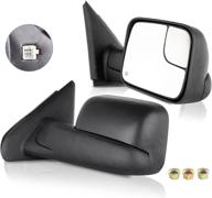 🔍 eccpp tow mirrors replacement 2003-2008 dodge ram 1500 2500 3500 truck towing mirrors power heated no light manual flip up - driver and passenger side logo
