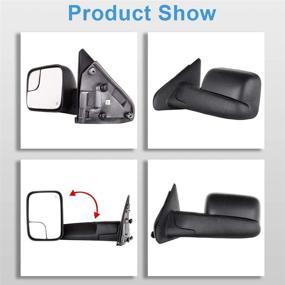 img 3 attached to 🔍 ECCPP Tow Mirrors Replacement 2003-2008 Dodge Ram 1500 2500 3500 Truck Towing Mirrors Power Heated No Light Manual Flip Up - Driver and Passenger Side