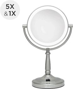 img 3 attached to Zadro Cordless Vanity Makeup Mirror with LED Lighting, Dual-Sided 5X/1X Magnification, Satin Nickel Finish, 7 Inch (LEDV45)