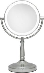 img 4 attached to Zadro Cordless Vanity Makeup Mirror with LED Lighting, Dual-Sided 5X/1X Magnification, Satin Nickel Finish, 7 Inch (LEDV45)