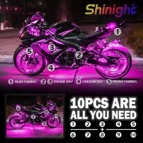 img 3 attached to 🏍️ Улучшенный LED-комплект светильников SHINIGHT для мотоцикла на 10 штук - Многоцветные водонепроницаемые полосчатые светильники с управлением через приложение, радиоканалом, синхронизацией с музыкой и режимами сцены - RGB светодиодные лампы для мотоциклов