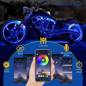 img 2 attached to 🏍️ Улучшенный LED-комплект светильников SHINIGHT для мотоцикла на 10 штук - Многоцветные водонепроницаемые полосчатые светильники с управлением через приложение, радиоканалом, синхронизацией с музыкой и режимами сцены - RGB светодиодные лампы для мотоциклов