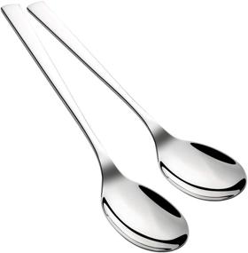 img 4 attached to 🍴 KEAWELL Premium 18/10 Stainless Steel Serving Spoon Set - Large Tabletop Flatware Utensils for Buffet, Banquet, and Serving Tables - Pack of 2, Mirror-Polished - Buffet Serving Utensil Set