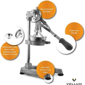 img 2 attached to 🍊 Vollum Manual Fruit Juicer - Commercial Grade Citrus Squeezer for Home use - Stainless Steel & Cast Iron - Non-skid Base - 18.5 Inch