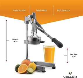 img 1 attached to 🍊 Vollum Manual Fruit Juicer - Commercial Grade Citrus Squeezer for Home use - Stainless Steel & Cast Iron - Non-skid Base - 18.5 Inch