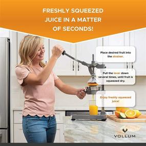 img 3 attached to 🍊 Vollum Manual Fruit Juicer - Commercial Grade Citrus Squeezer for Home use - Stainless Steel & Cast Iron - Non-skid Base - 18.5 Inch