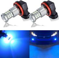 🚘 kisled 3000lm h8 h11 led fog lights bulbs drl high power 3030 chips with projector lens - ice blue - ideal replacement for cars & trucks logo