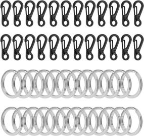 img 4 attached to 🔑 Lystaii 24pcs Mini SF Alloy Carabiner Clip with 24pcs Key Rings Spring Snap Hook