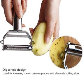 img 1 attached to 🥕 Sunkuka Julienne Peeler - Stainless Steel Cutter Slicer with Cleaning Brush Pro for Carrot, Potato, Melon - Gadget for Efficiently Preparing Vegetables and Fruits