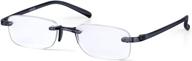 👓 grey arm linno rimless men's reading glasses with lightweight tr90 arms (+1.00) logo