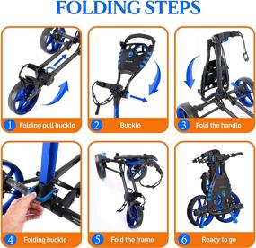 img 2 attached to 🏌️ SereneLife SLGCFLW - Lightweight Folding 3-Wheel Golf Push Cart with Roller Golf Bag Holder, Elastic Strap, Upper/Lower Bracket, and Scorecard Storage Compartment