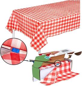 img 4 attached to 🏞️ Durable Plastic Checkered Tablecloths for Tables