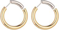 💎 14k gold plated thick chunky open hoops earrings - 925 sterling silver post, 1.0 inch diameter, for women and girls logo