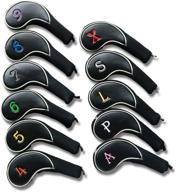 🔢 craftsman golf black iron head covers set: colorful numbers for taylormade, cobra, mizuno & more. suitable for right & left handed golfers. logo