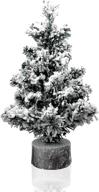 🎄 17in mini flocked christmas tree: realistic artificial tabletop snowy pine tree for bedroom desk, rustic xmas home decorations logo
