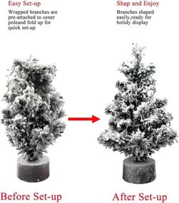 img 2 attached to 🎄 17in Mini Flocked Christmas Tree: Realistic Artificial Tabletop Snowy Pine Tree for Bedroom Desk, Rustic Xmas Home Decorations